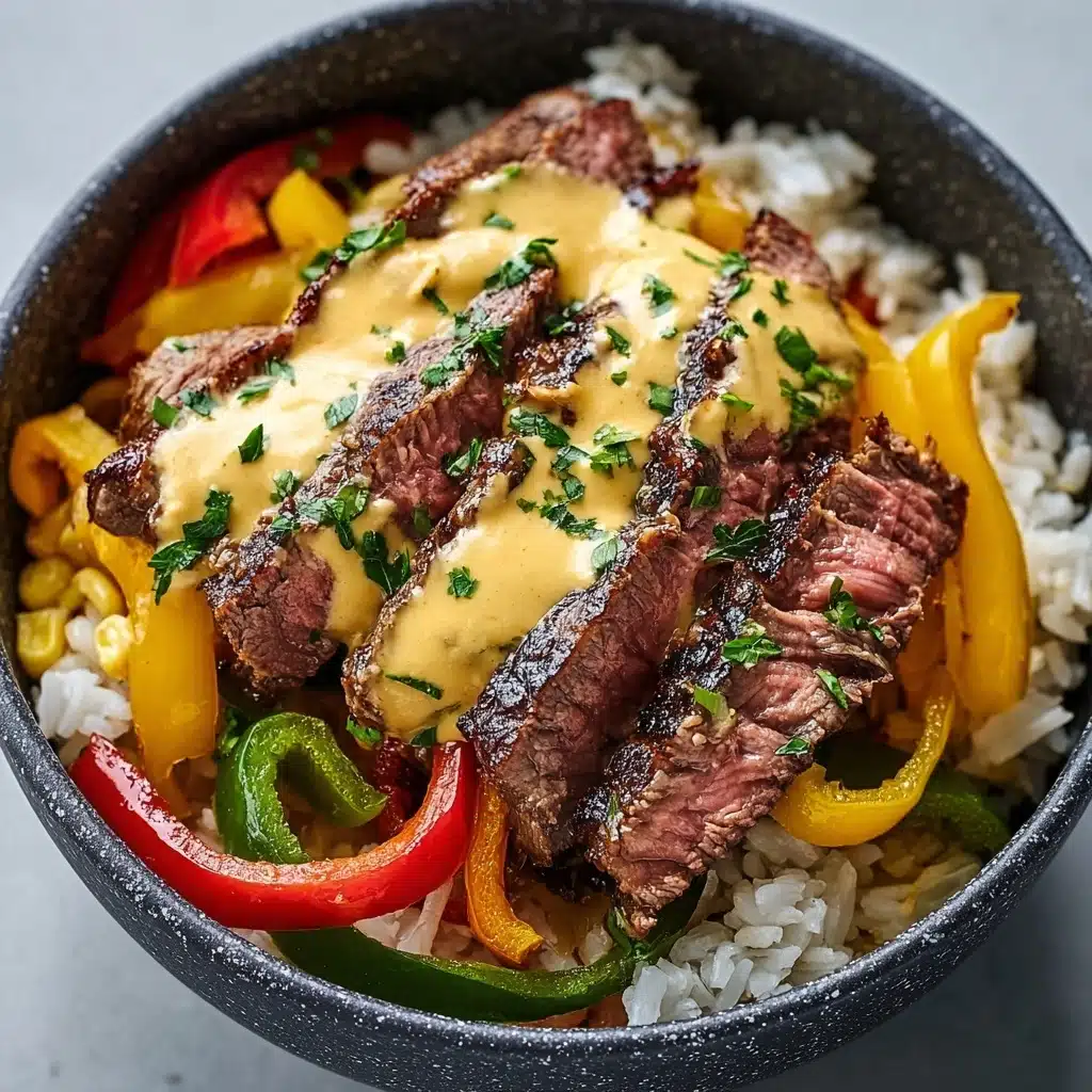 High Protein Philly Cheesesteak Rice Bowls Recipe - Recipe Image