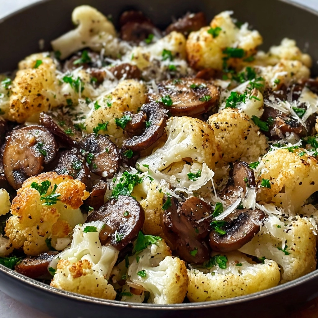 Garlic Cauliflower Mushroom Skillet Recipe - Recipe Image