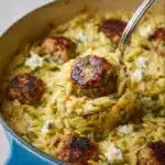 Greek Chicken Meatballs with Lemon Orzo Recipe