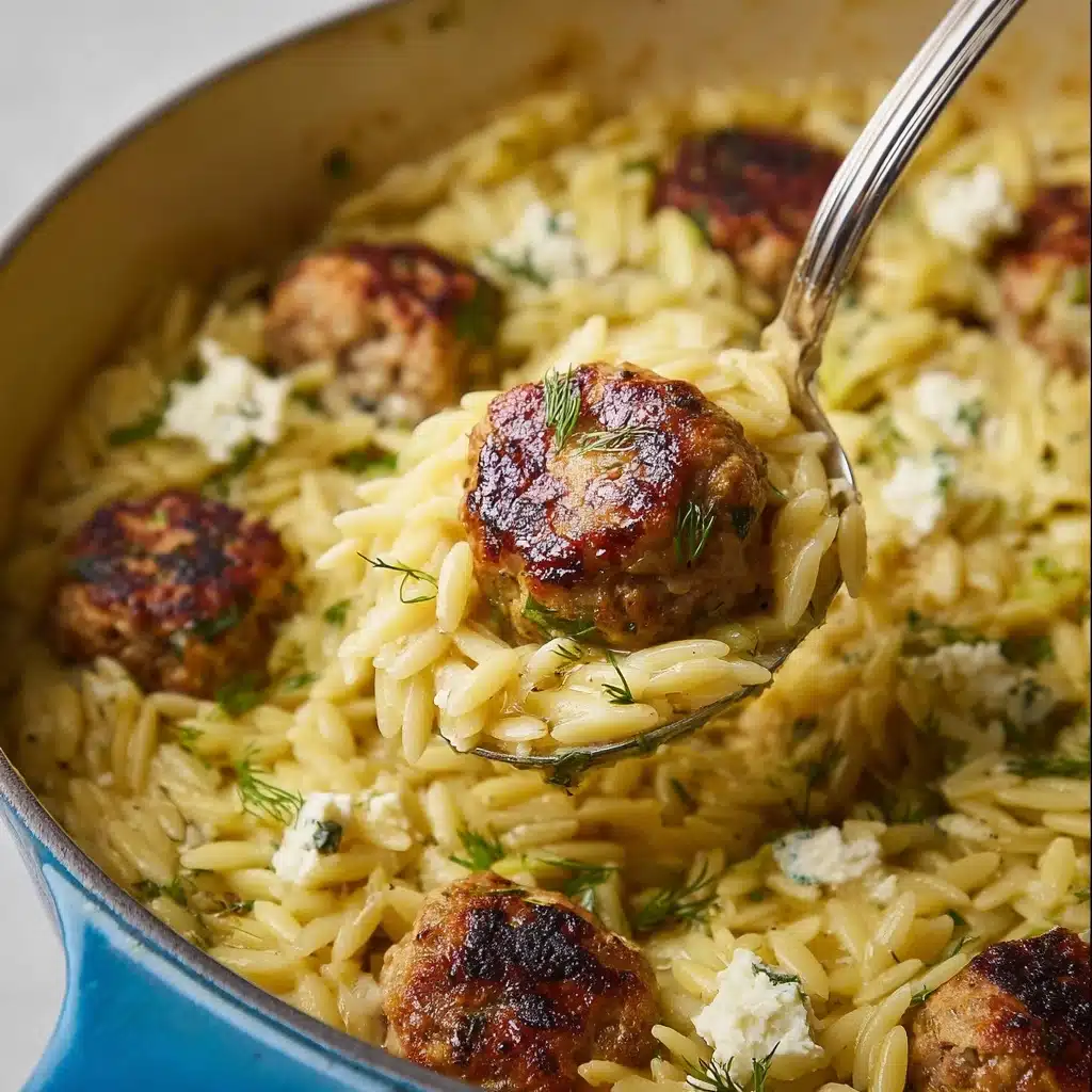 Greek Chicken Meatballs with Lemon Orzo Recipe