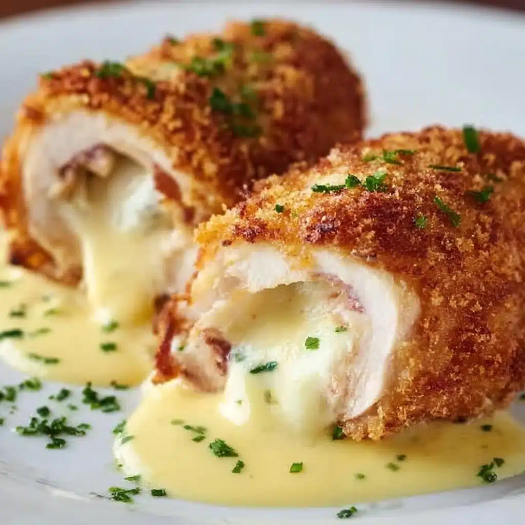 Chicken Cordon Bleu with Swiss Cheese Sauce is delicious Recipe - Recipe Image