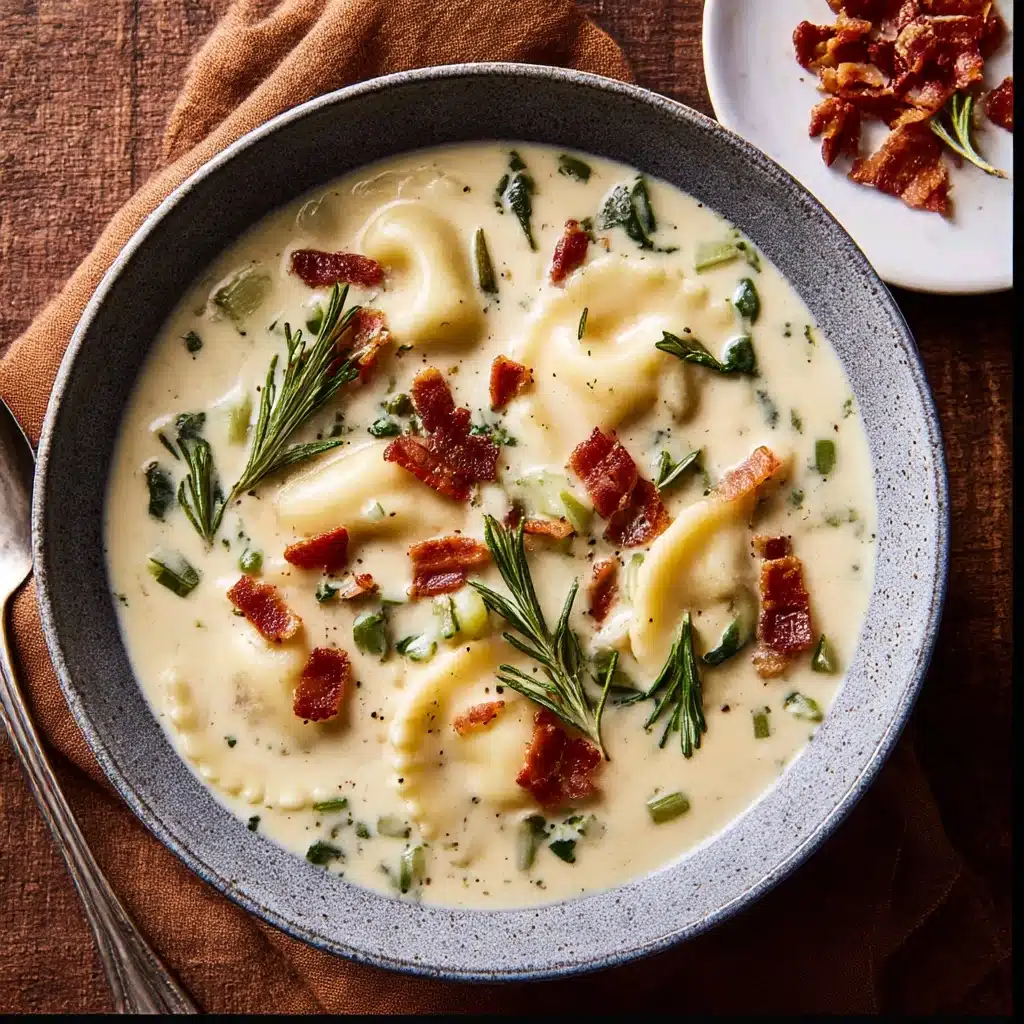 Creamy Pierogi Chicken Soup with Rosemary Bacon Recipe - Recipe Image