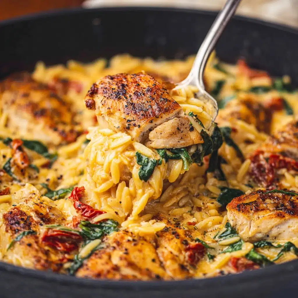 Creamy Sun Dried Tomato Chicken Orzo Recipe - Recipe Image