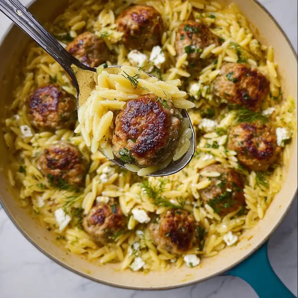 Greek Chicken Meatballs with Lemon Orzo Recipe - Recipe Image