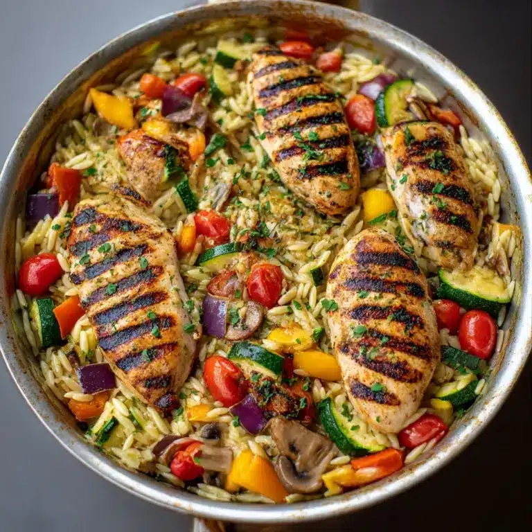 Easy Balsamic Chicken & Veggie Orzo Recipe