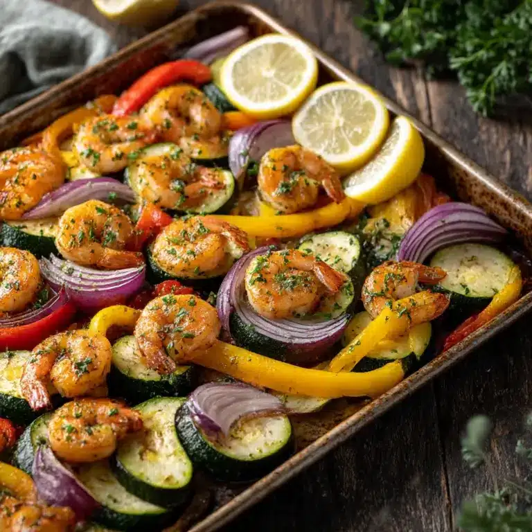 Sheet Pan Mediterranean Shrimp and Vegetables Recipe