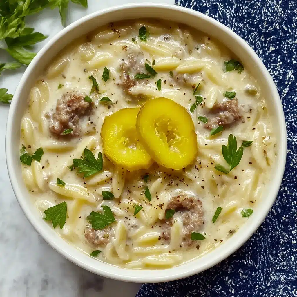 Savory Orzo Stuffed Banana Peppers Soup Recipe - Recipe Image