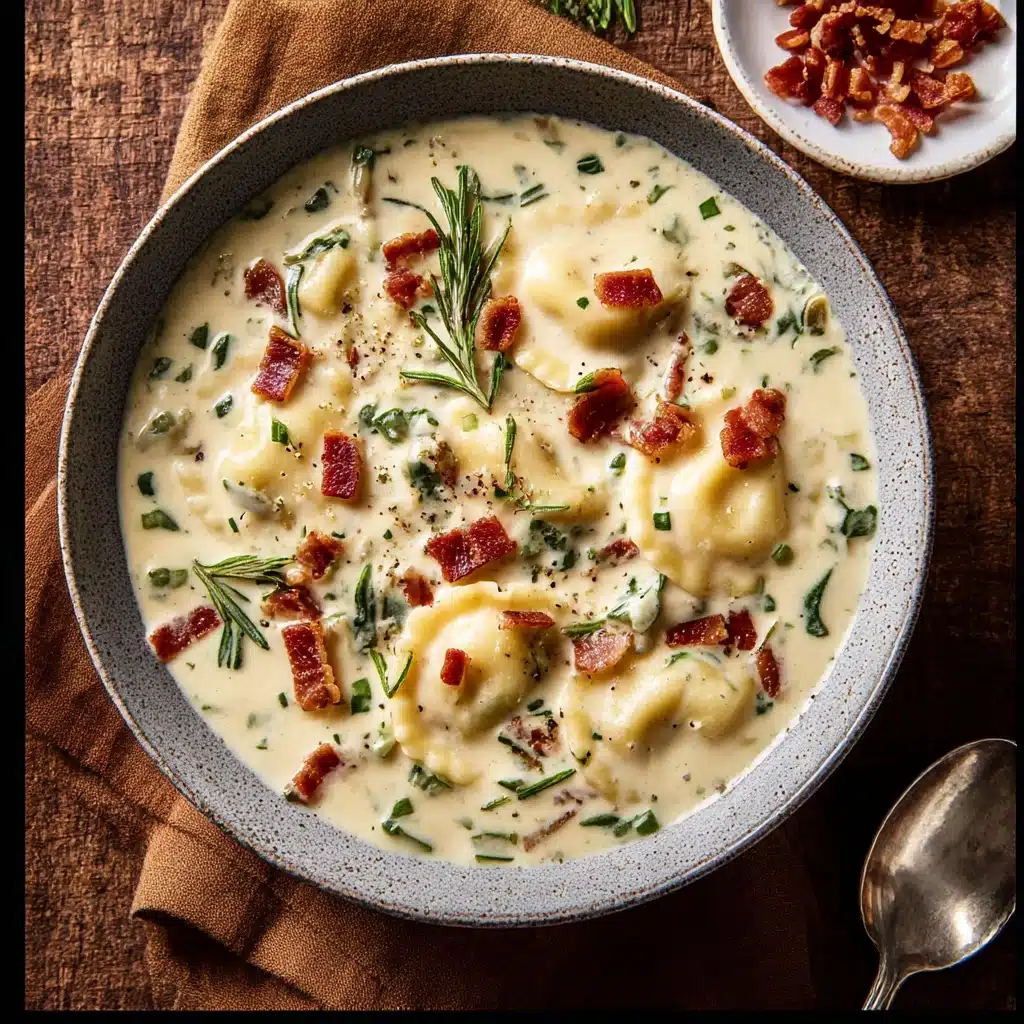 Creamy Pierogi Chicken Soup with Rosemary Bacon Recipe