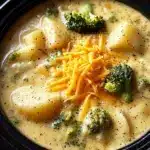 Crockpot Potato Broccoli Cheddar Soup Recipe