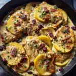 Creamy Cider Chicken with Apples Cranberries and Bacon Recipe