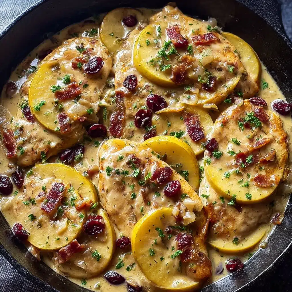 Creamy Cider Chicken with Apples Cranberries and Bacon Recipe