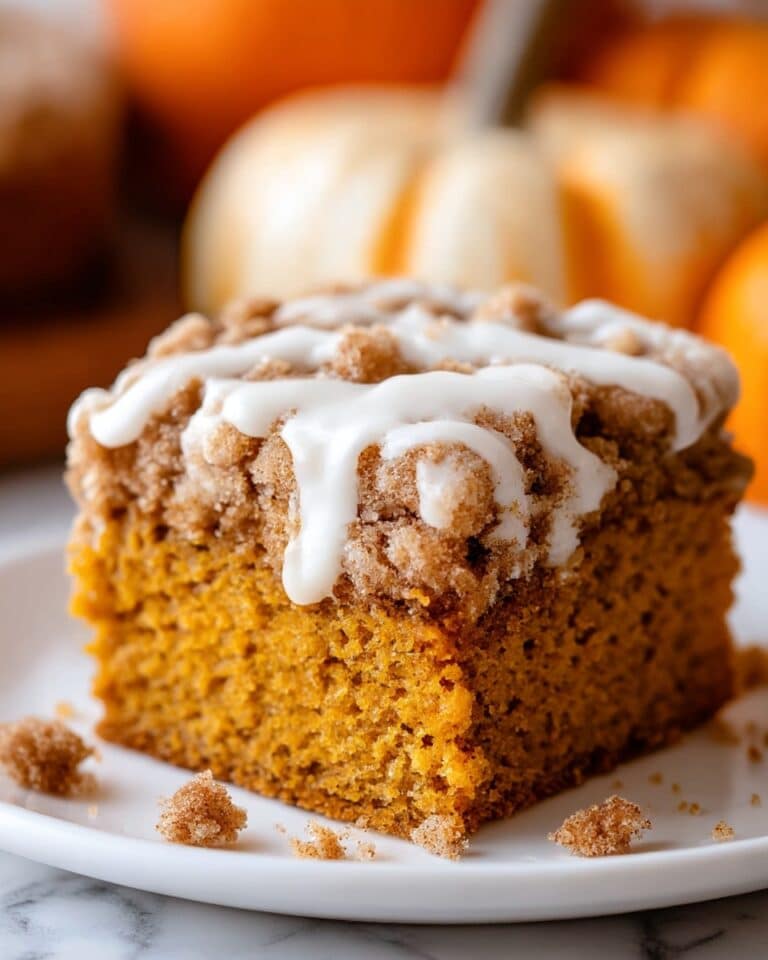 Pumpkin Cake with Streusel Topping and Vanilla Icing Recipe
