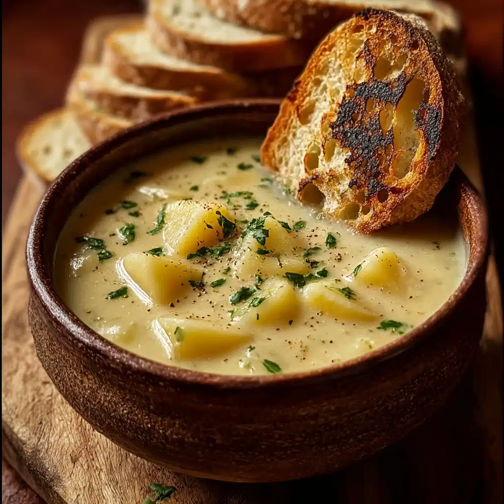 Hearty Cheddar Garlic Herb Potato Soup Recipe - Recipe Image