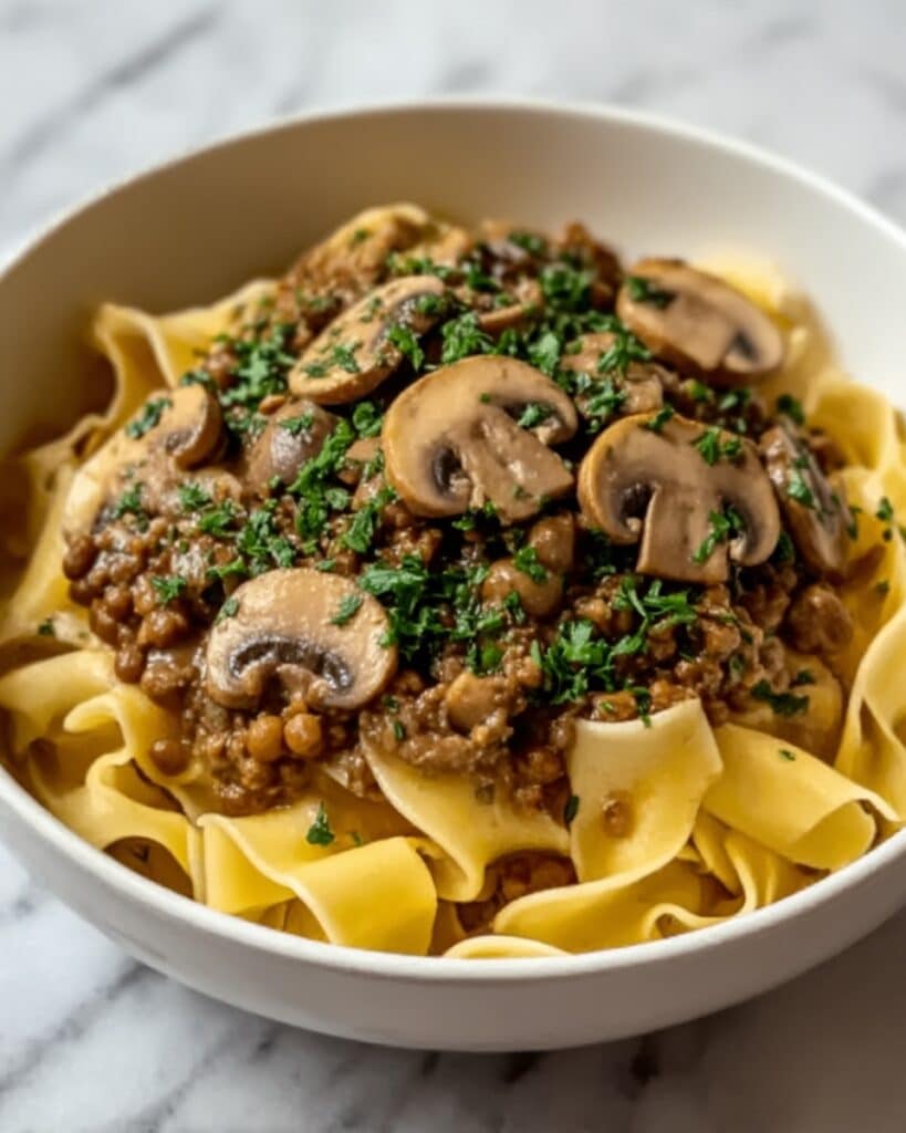 Vegan Lentil Mushroom Stroganoff Recipe