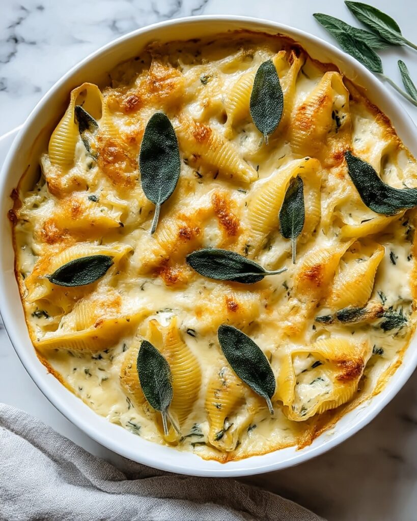 Pumpkin & Gouda Stuffed Shells With Brown Butter & Sage Alfredo Sauce Recipe