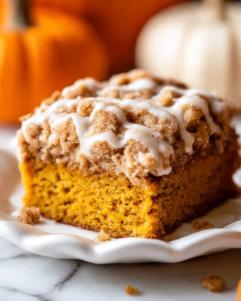 Pumpkin Coffee Cake with Streusel and Creamy Icing Recipe