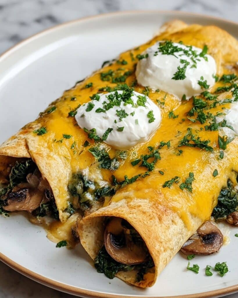 Easy Mushroom Spinach Enchiladas with a Creamy, Bold Twist Recipe