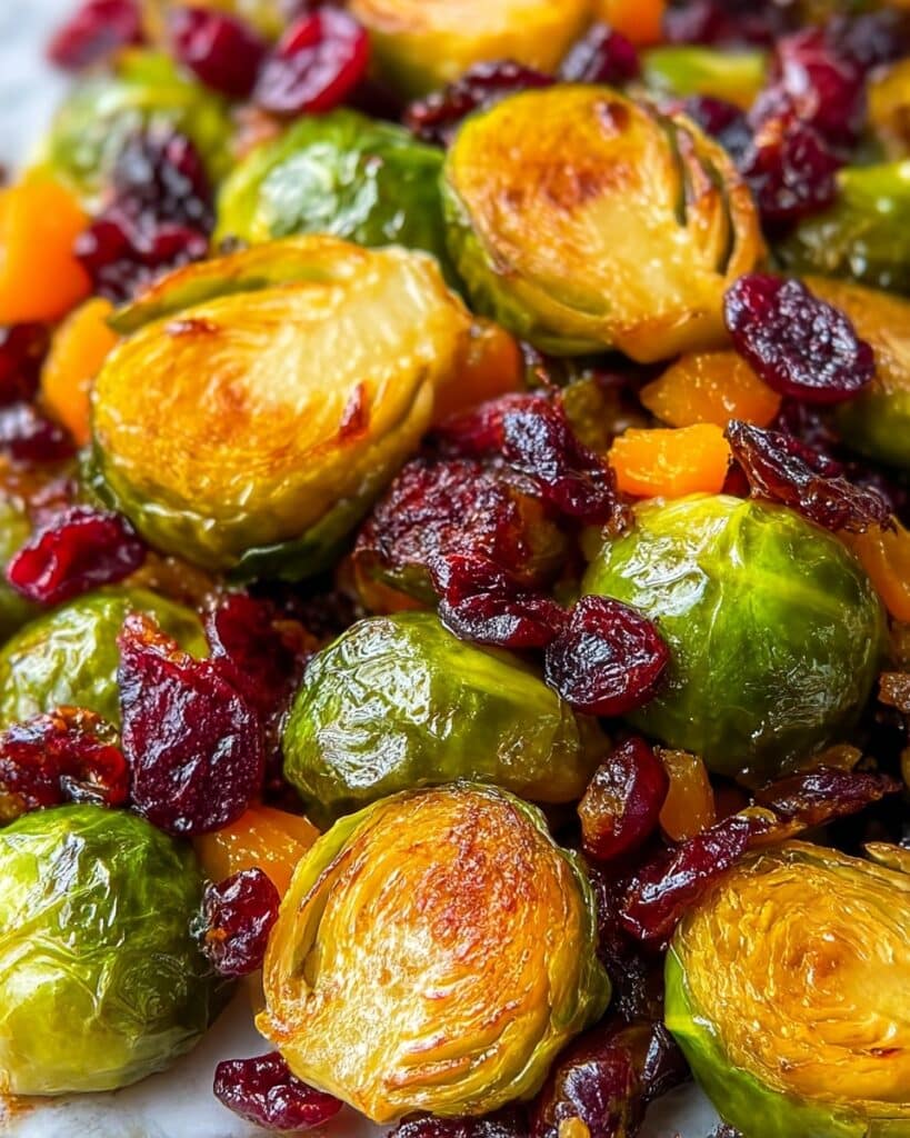 Orange Maple Glazed Brussels Sprouts with Cranberries Recipe