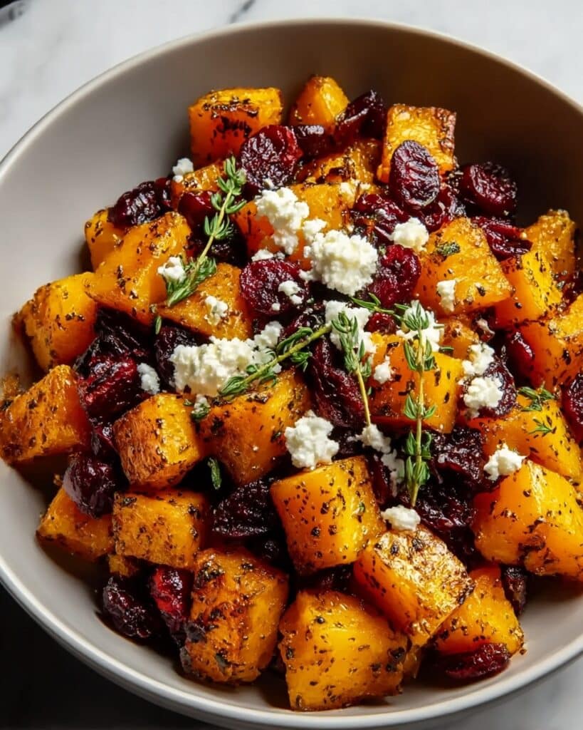 Roasted Butternut Squash with Cranberries and Feta Recipe