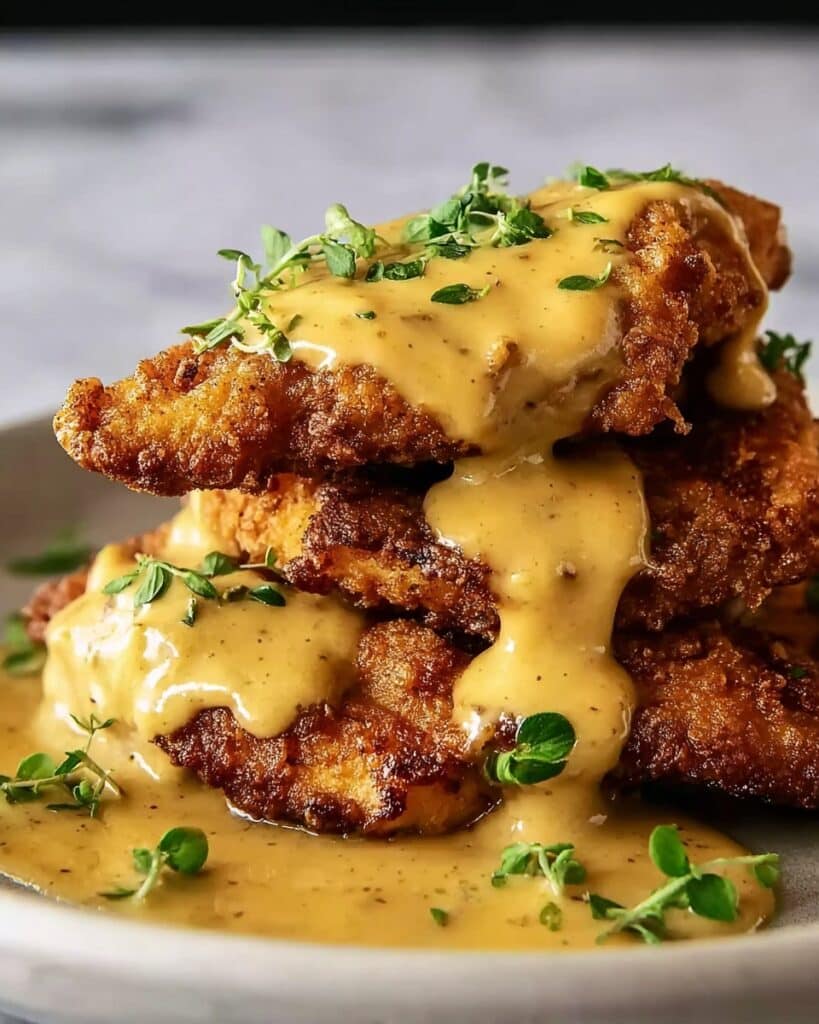 Pretzel Chicken with Mustard-Cheddar Sauce Recipe