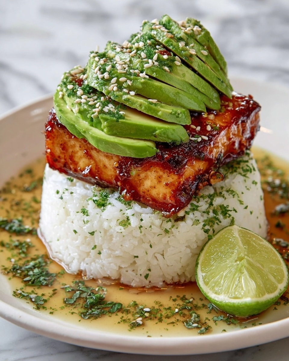 Honey Lime Chicken & Avocado Rice Stack Recipe