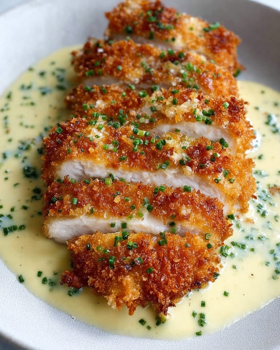 Crispy Parmesan Chicken with a Rich Garlic Sauce Recipe
