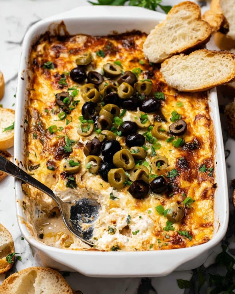 Cheesy Baked Olive Dip Recipe