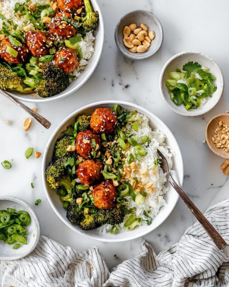 Sweet and Spicy Sesame Chicken Meatball Bowls Recipe
