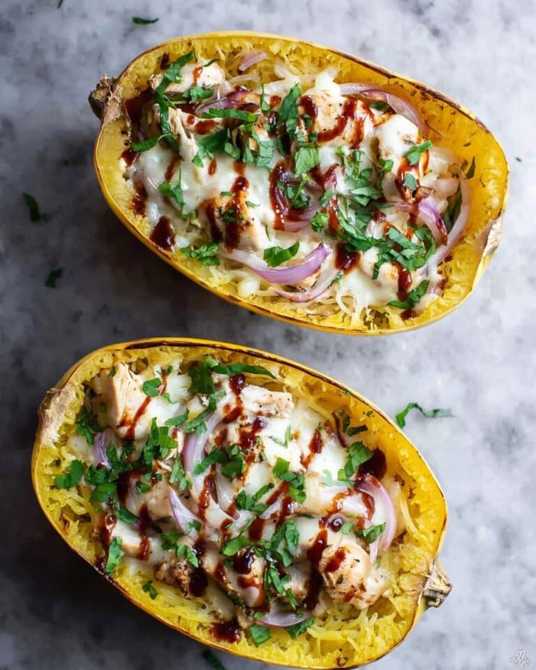 BBQ Chicken Pizza Stuffed Spaghetti Squash Recipe