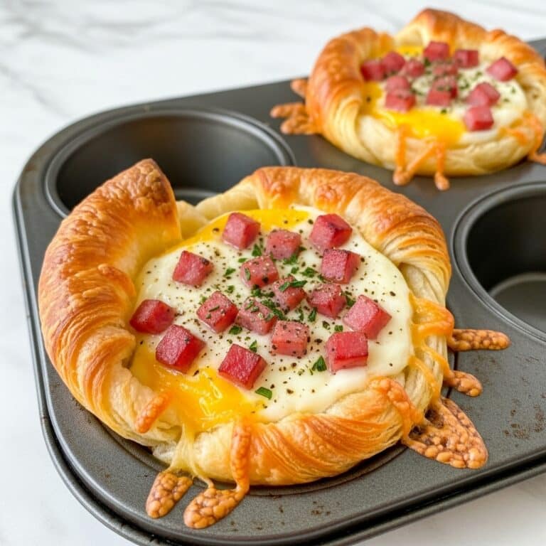 Croissant Egg Cups with Ham and Cheddar Recipe