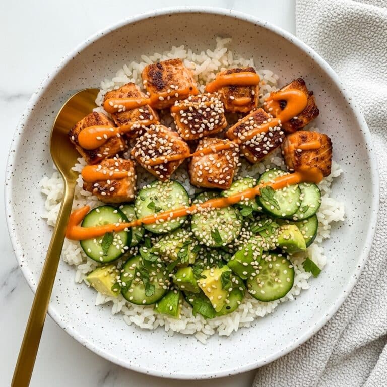 Salmon Rice Bowl with Crispy Air-Fried Salmon and Fresh Toppings Recipe