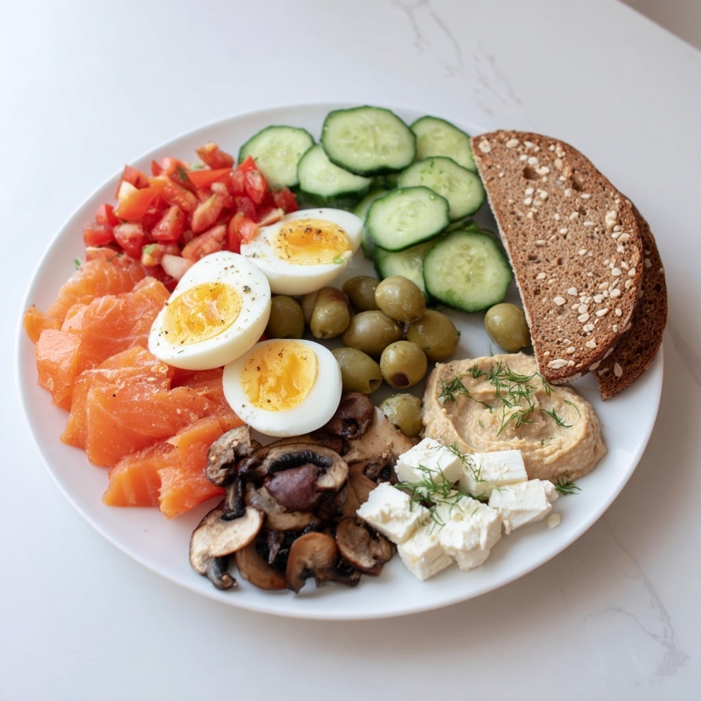 Mediterranean Brunch Board with Hummus, Olives, and Flatbreads Recipe - Recipe Image