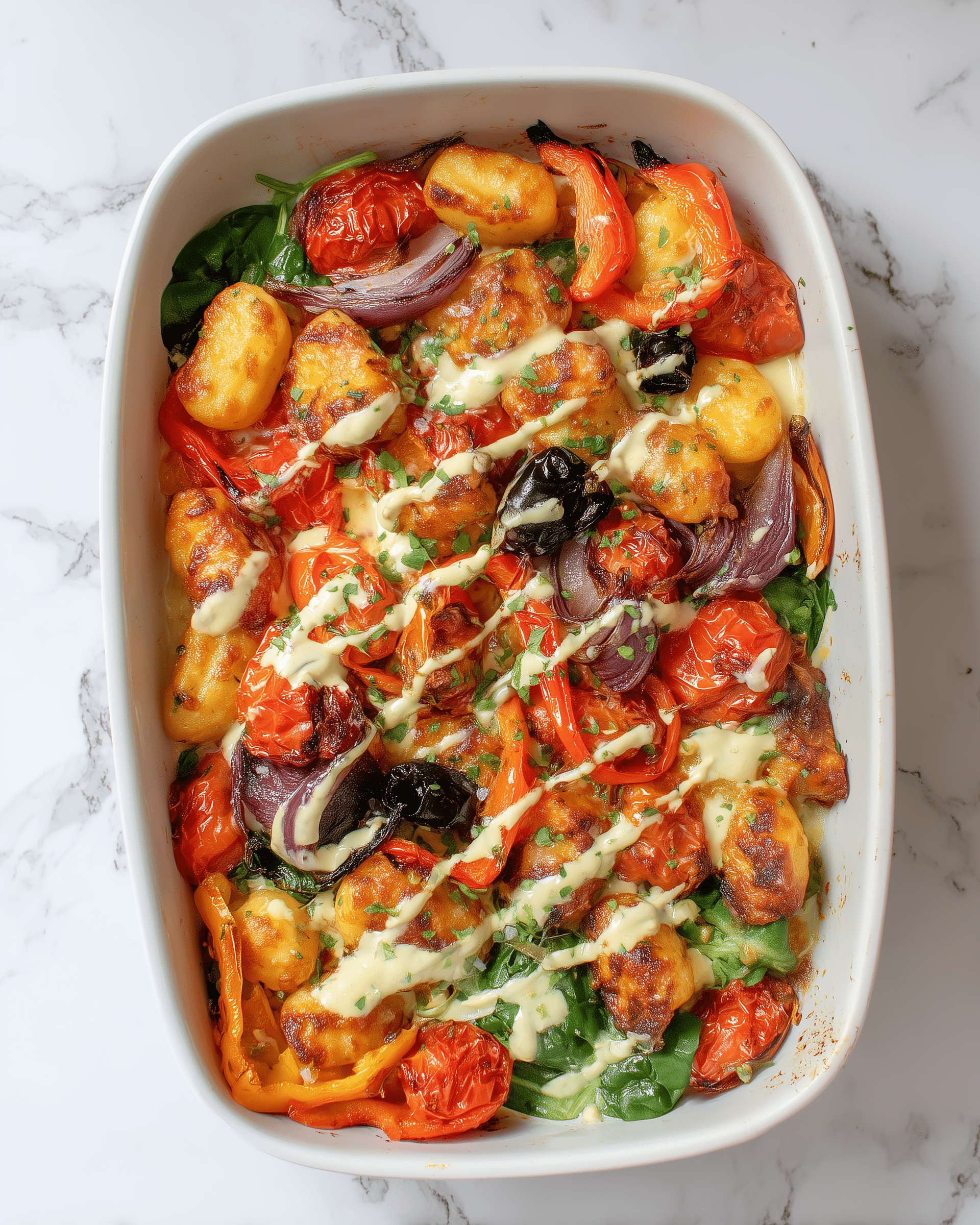 Sheet-Pan Burrata Caprese Gnocchi Recipe - Recipe Image