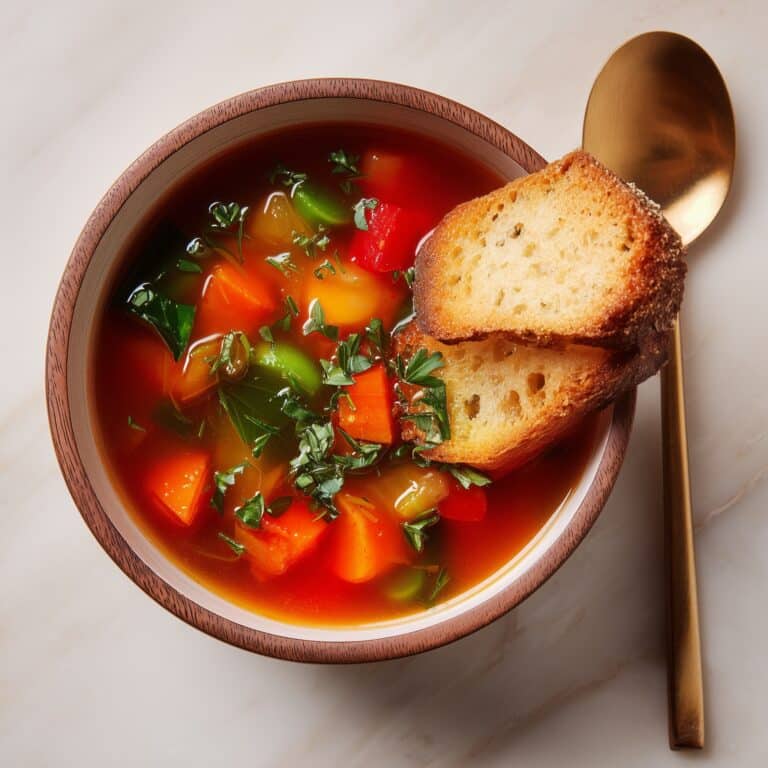 Hearty Minestrone Soup with Bacon and Vegetables Recipe