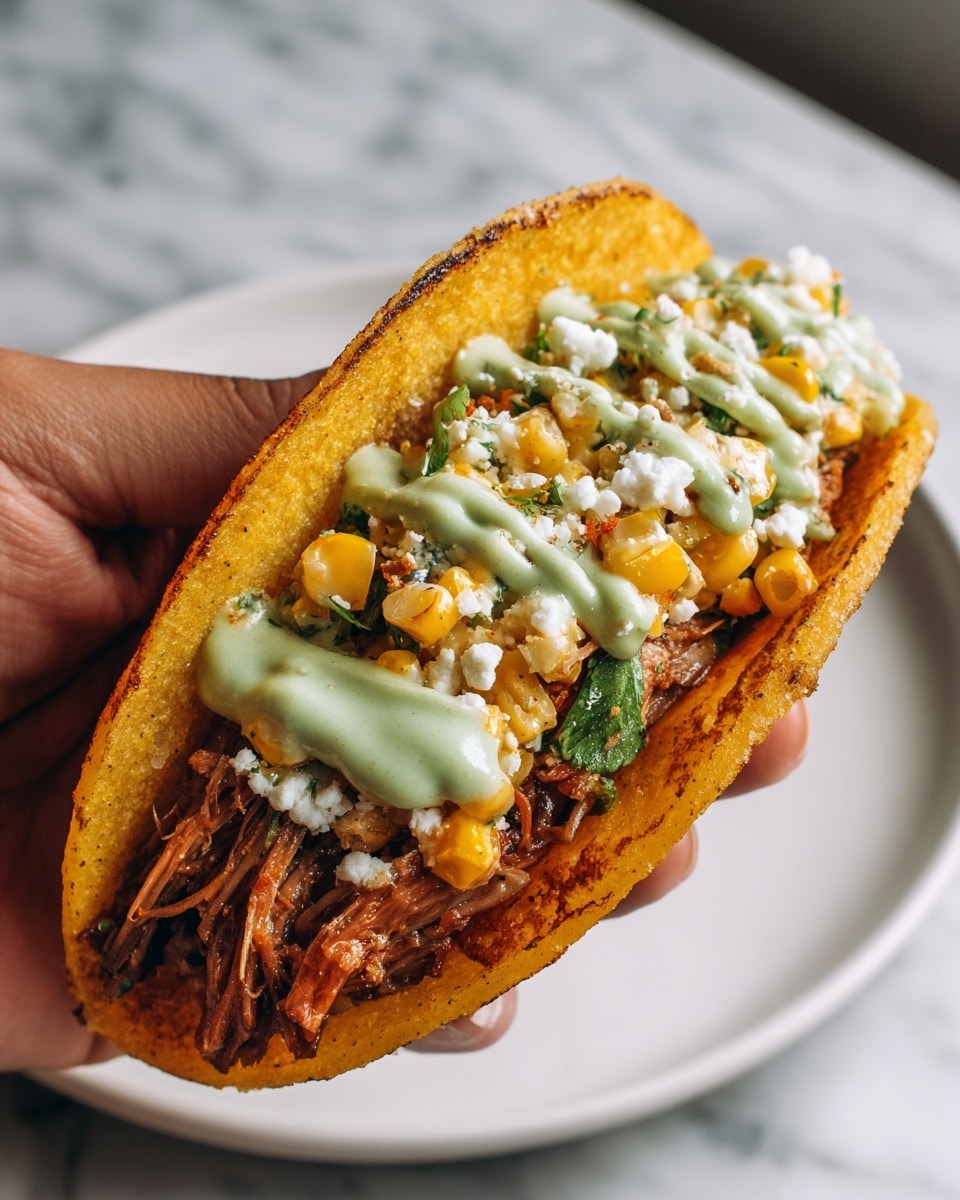 Braised Brisket Tacos with Street Corn and Jalapeño Lime Ranch Recipe - Recipe Image