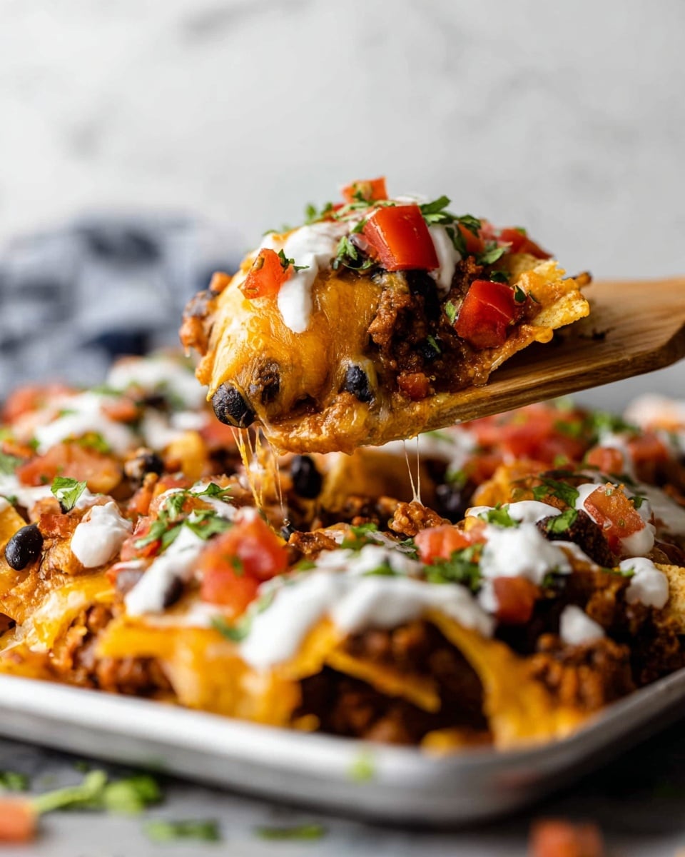 Tater Tot Nachos with Ground Beef, Cheeses, and Fresh Toppings Recipe - Recipe Image