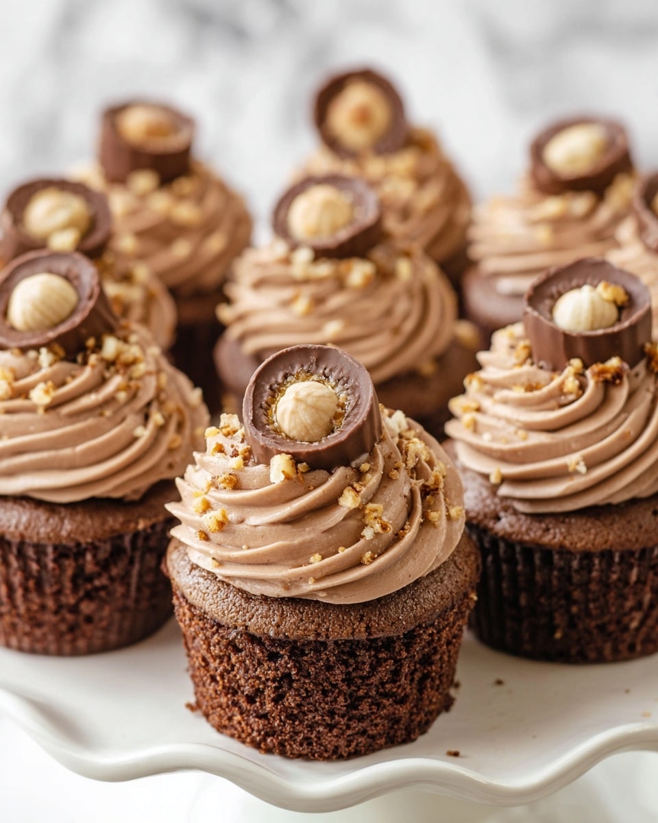 Nutella Cupcakes with Creamy Nutella Frosting and Ferrero Rocher Garnish Recipe
