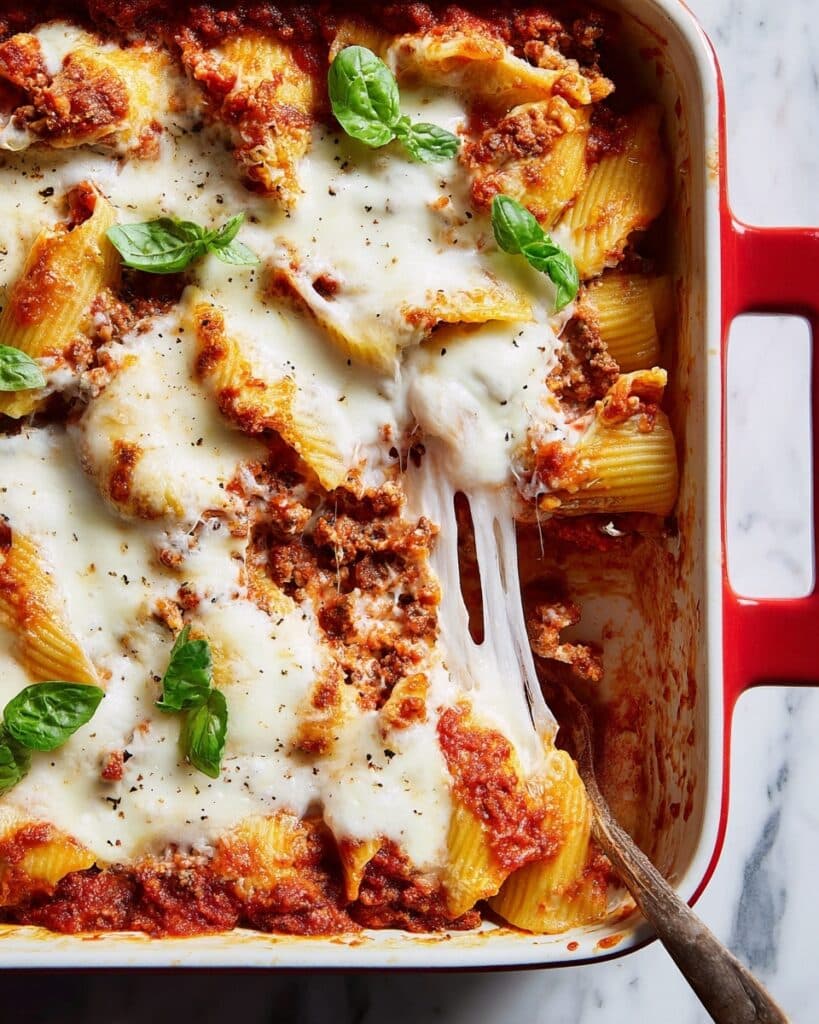 Cheesy Baked Stuffed Shells with Ricotta and Basil Recipe