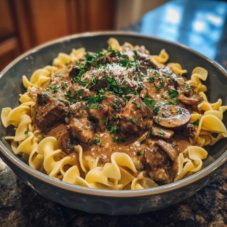 Creamy Beef Stroganoff with Egg Noodles Recipe