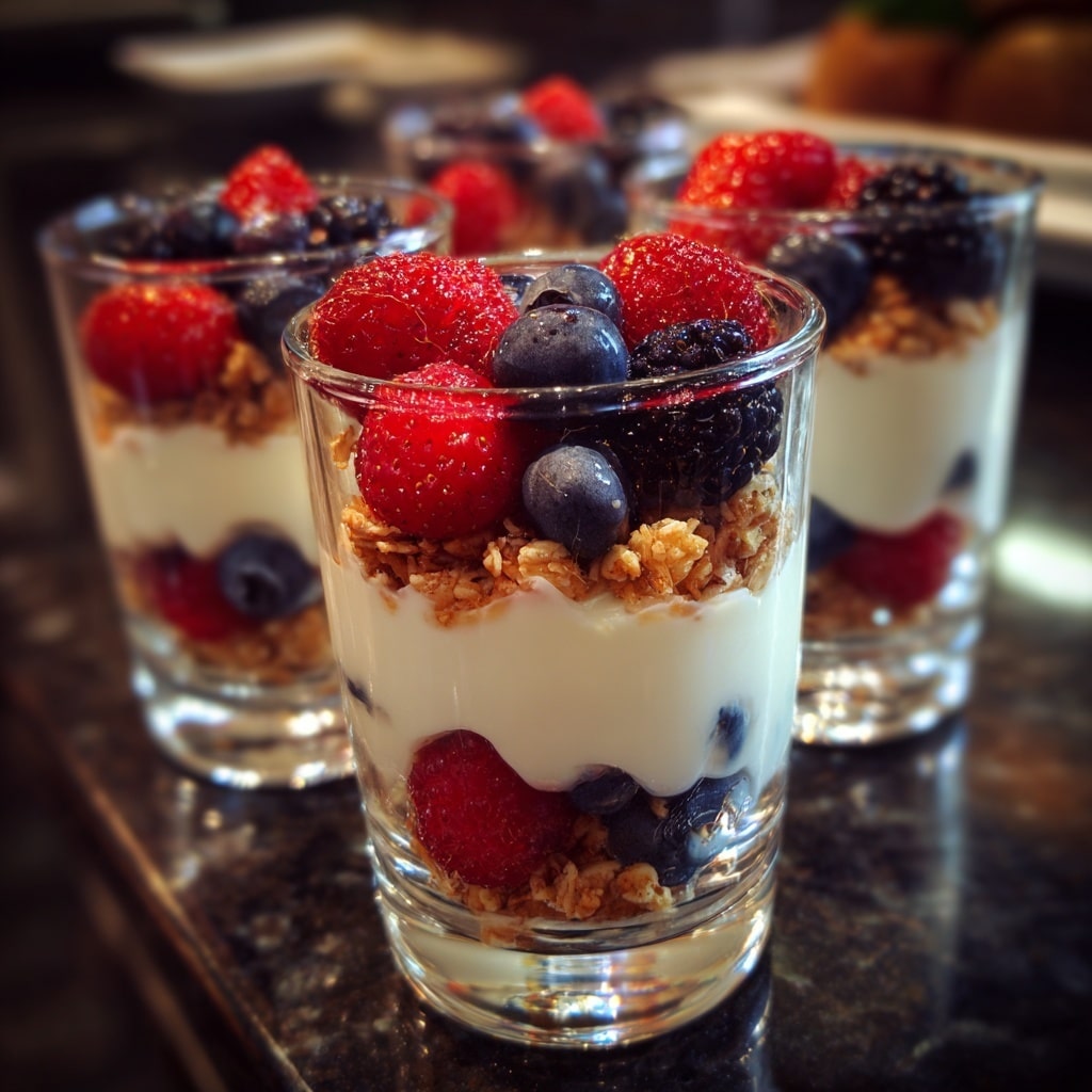 Healthy Breakfast Granola Cups with Yogurt and Berries Recipe - Recipe Image
