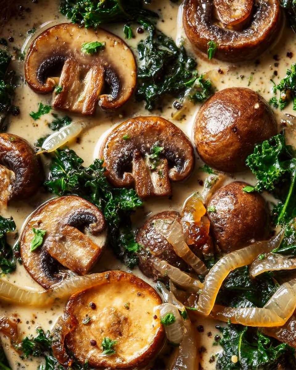 Wild Mushroom, Caramelized Onion, and Kale Soup Recipe - Recipe Image