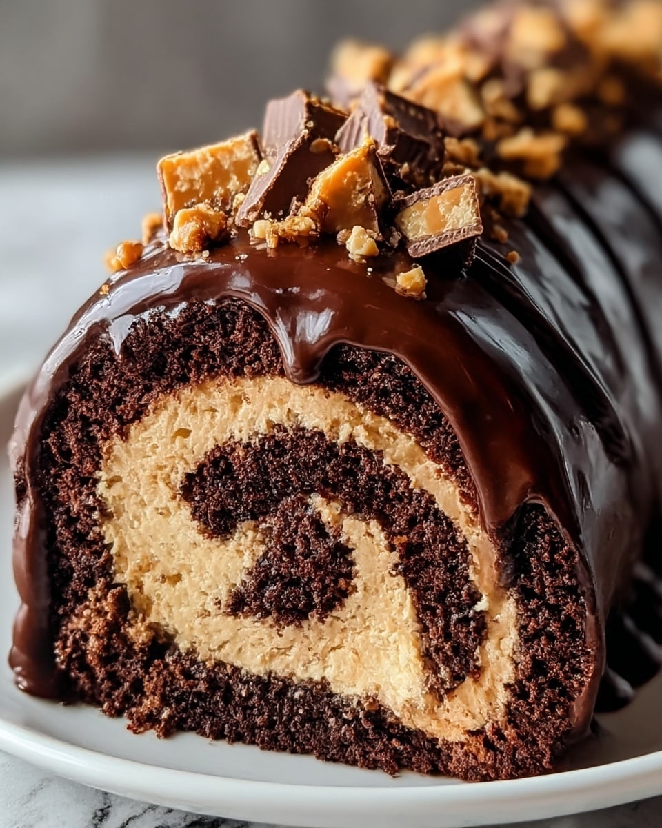 Irresistible Peanut Butter Cup Chocolate Roll Recipe - Recipe Image