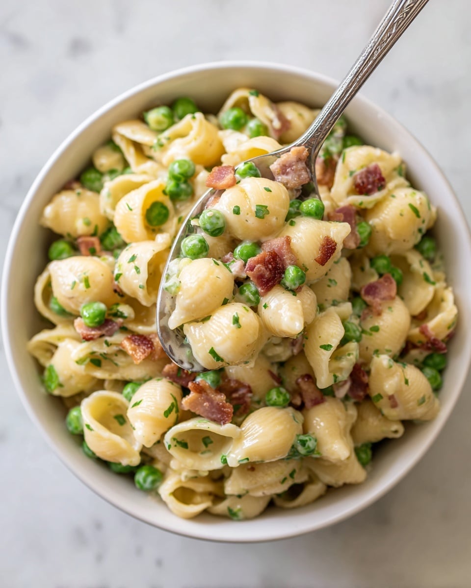 Creamy Bacon and Pea Pasta Salad Recipe - Recipe Image