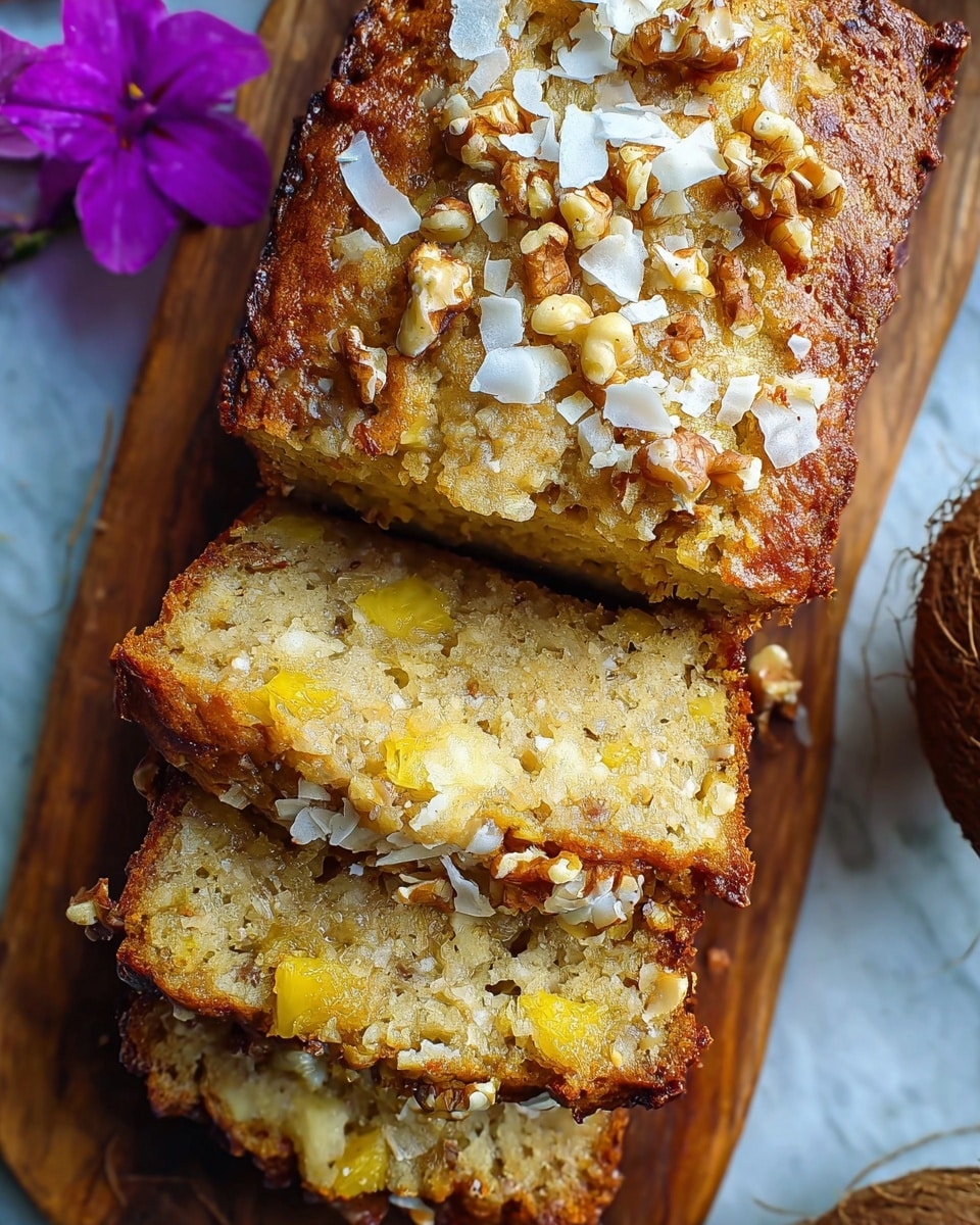 Tropical Banana Pineapple Bread with Coconut and Nuts Recipe - Recipe Image