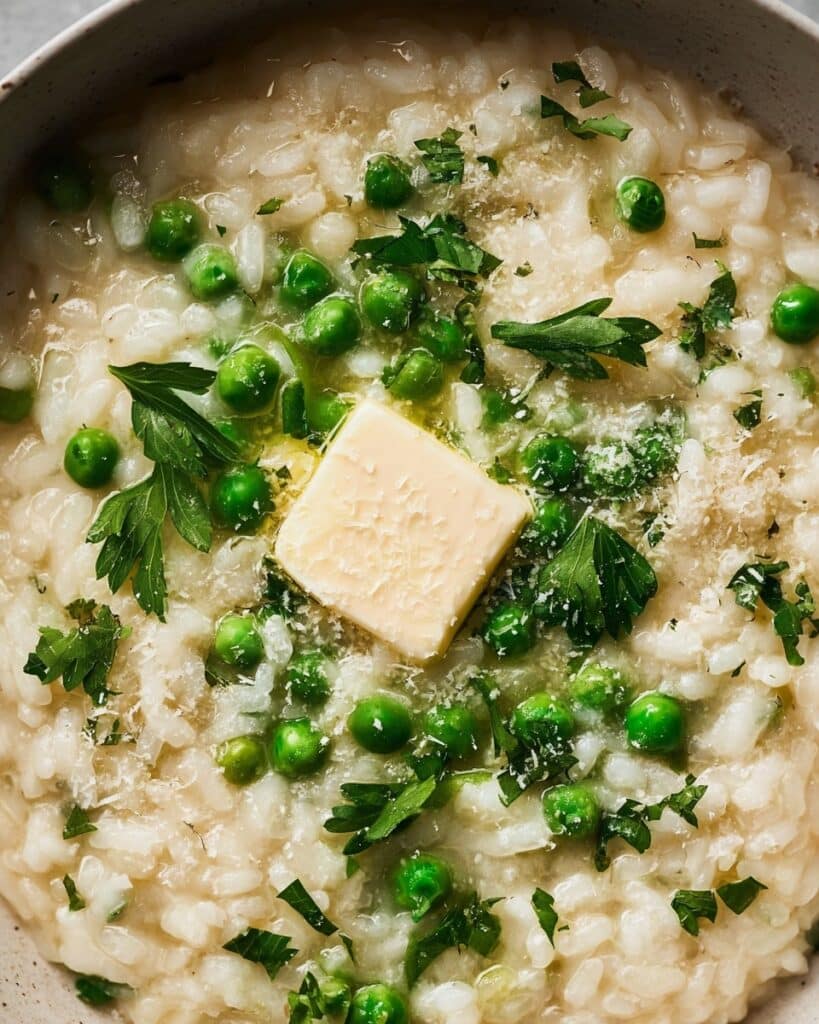 Baked Lemon Pea Risotto with Parmesan Recipe