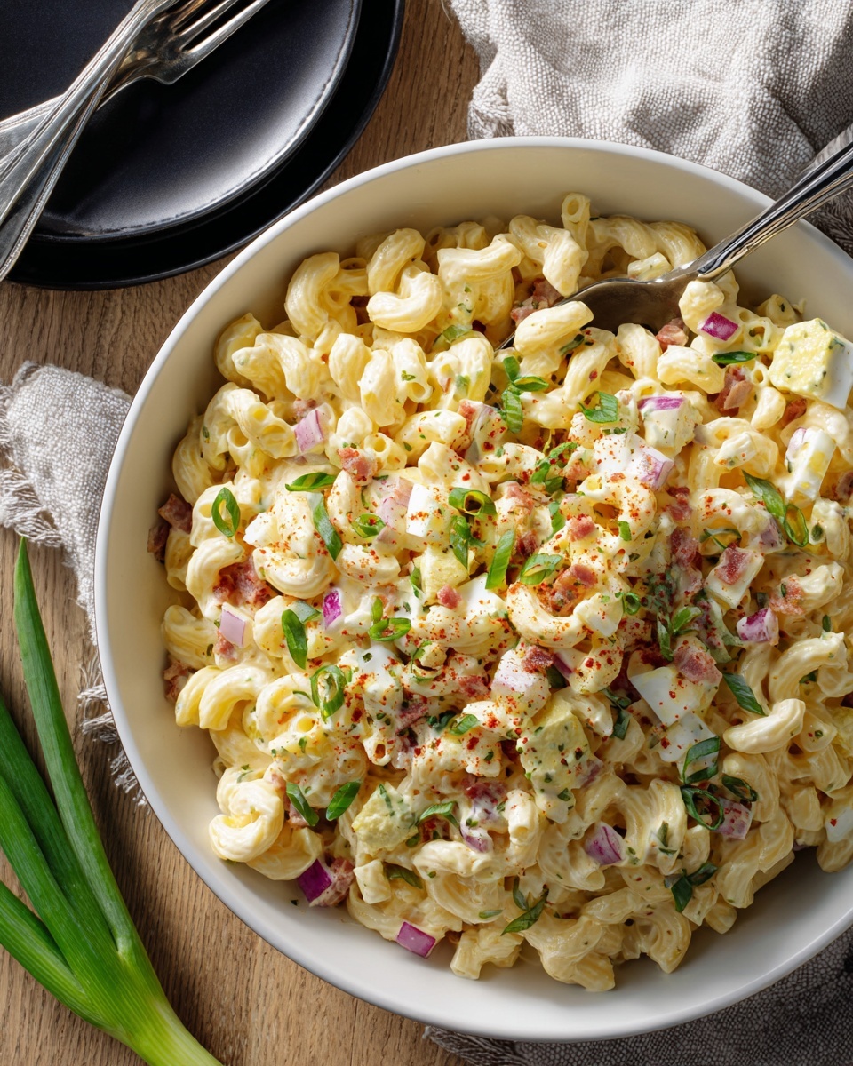 Creamy Deviled Egg Pasta Salad Recipe - Recipe Image