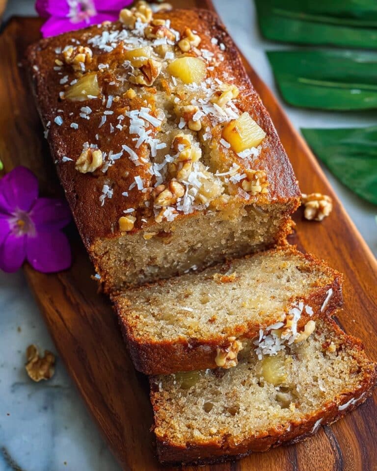 Tropical Banana Pineapple Bread with Coconut and Nuts Recipe