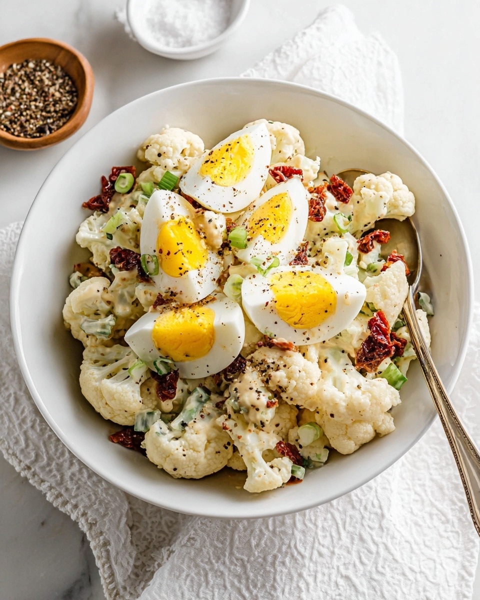 Cauliflower Salad with Hard Boiled Eggs, Pickles, and Dijon Mustard Recipe - Recipe Image