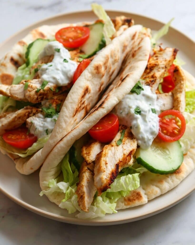 Chicken Pitas with Tzatziki and Fresh Veggies Recipe