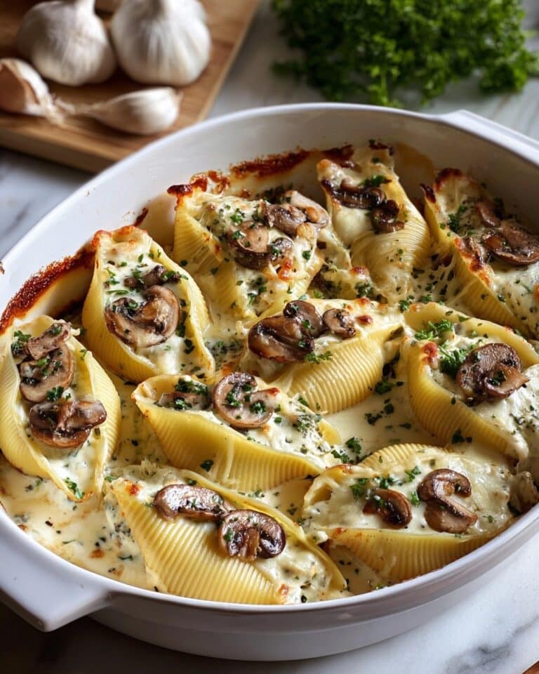 Creamy Garlic Mushroom Stuffed Shells Recipe